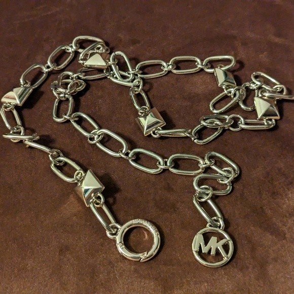 Michael Kors Chain Link Adjustable Belt Light Gold Metal S/M - Picture 2 of 8